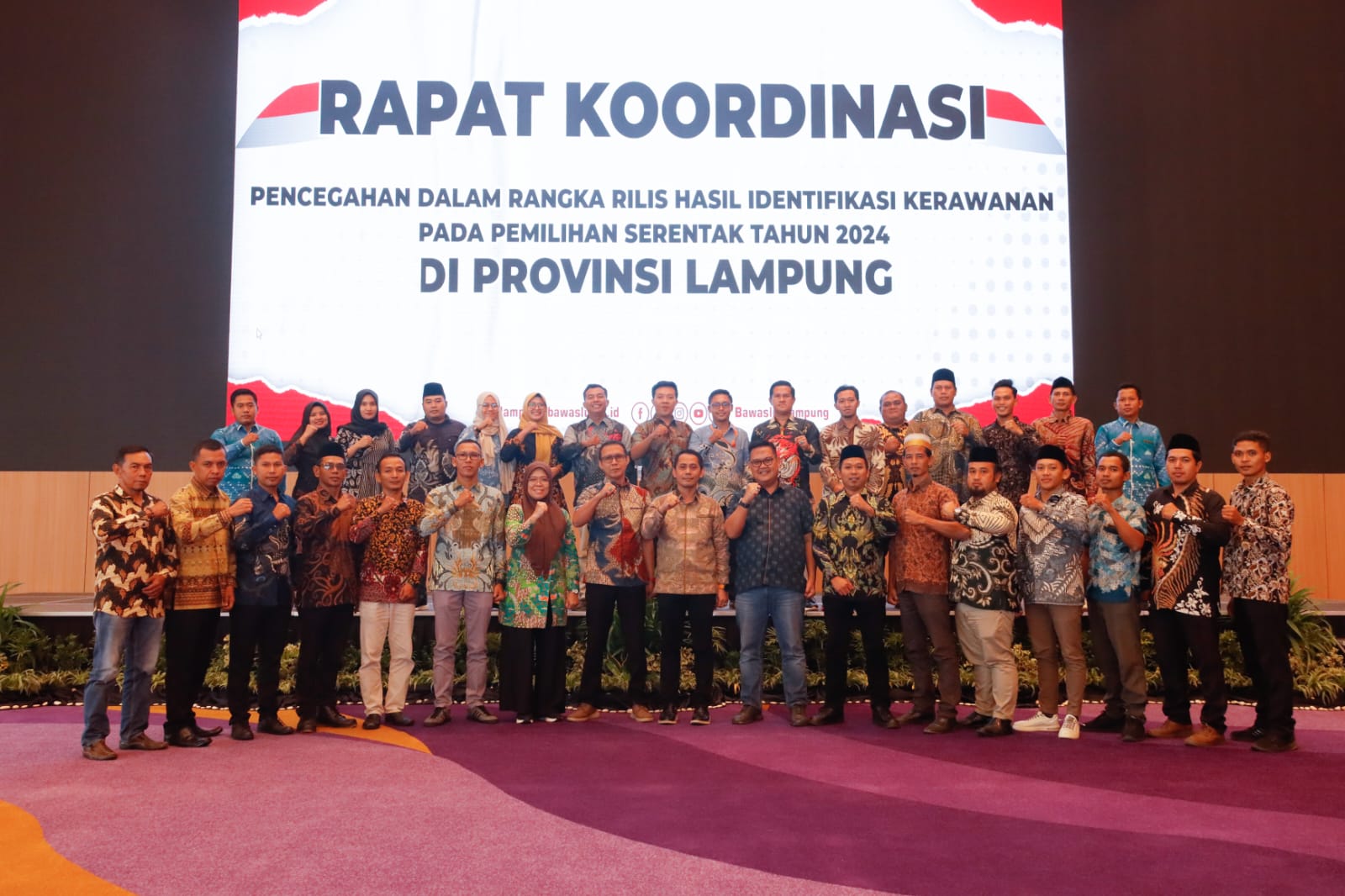 Bawaslu dan Panwascam Kabupaten Lampung Tengah hadiri kegiatan Rapat Koordinasi Pencegahan Dalam Rangka Rilis Hasil Identifikasi Kerawanan Pemilihan Tahun 2024