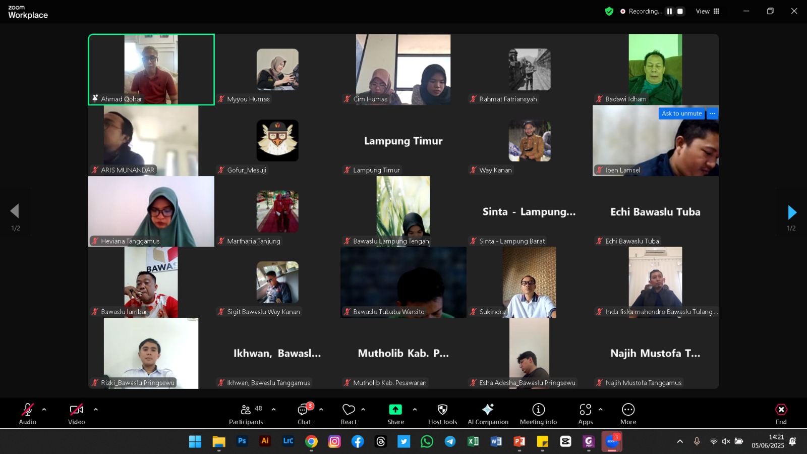BAWASLU KABUPATEN LAMPUNG TENGAH IKUTI RAPAT EVALUASI PUBLIKASI MEDIA SOSIAL DAN PEMBERITAAN BAWASLU KABUPATEN SE-PROVINSI LAMPUNG