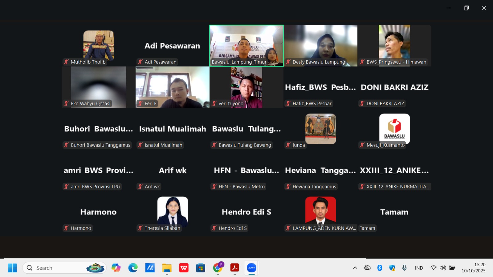 BAWASLU LAMPUNG TENGAH IKUTI RAPAT KOORDINASI PERSIAPAN KEGIATAN P2P DAN EVALUASI PENGAWASAN PDPB