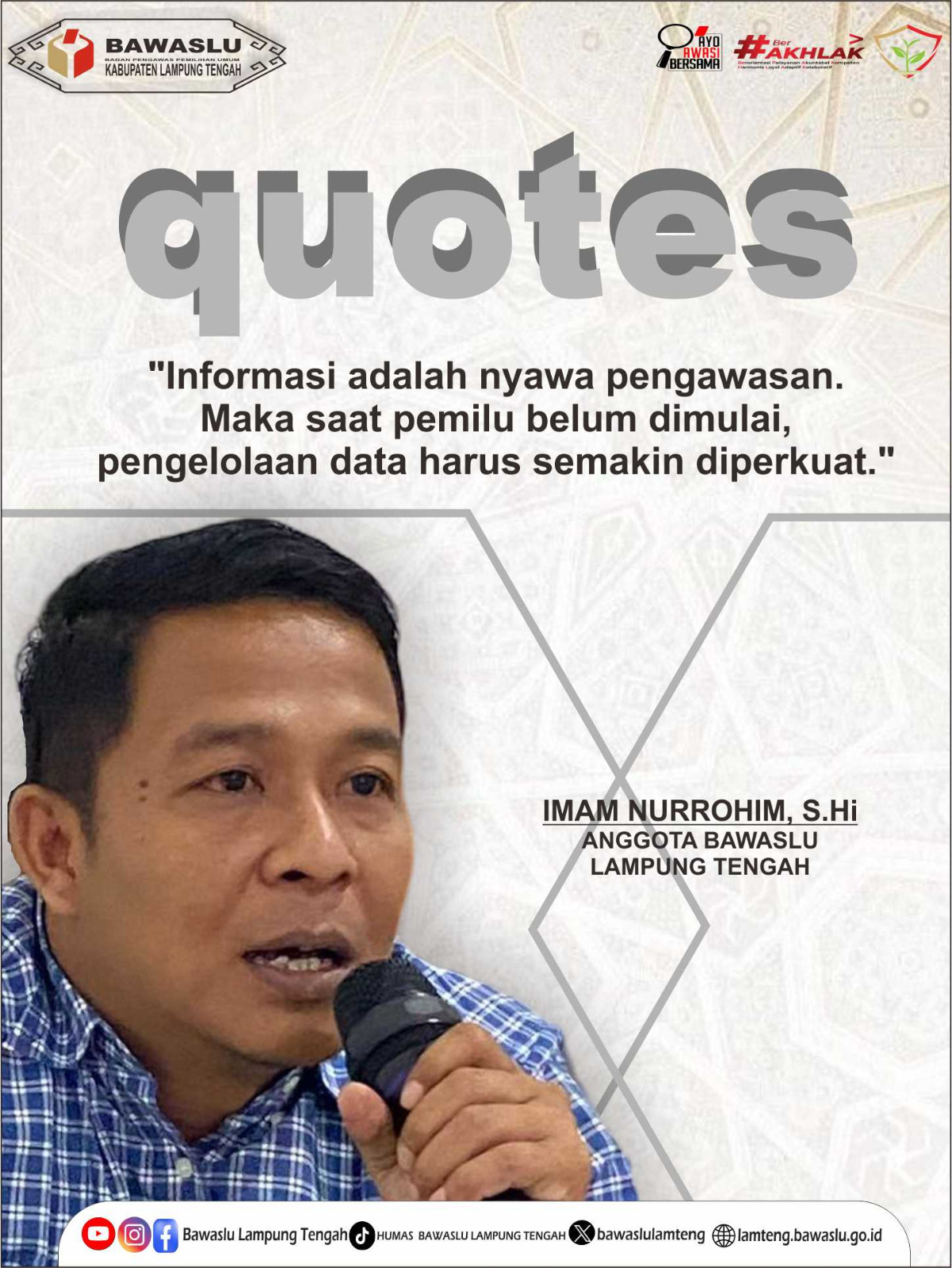 IMAM NURROHIM: “INFORMASI ADALAH NYAWA PENGAWASAN, MAKA SAAT PEMILU BELUM DIMULAI, PENGELOLAAN DATA HARUS SEMAKIN DIPERKUAT”