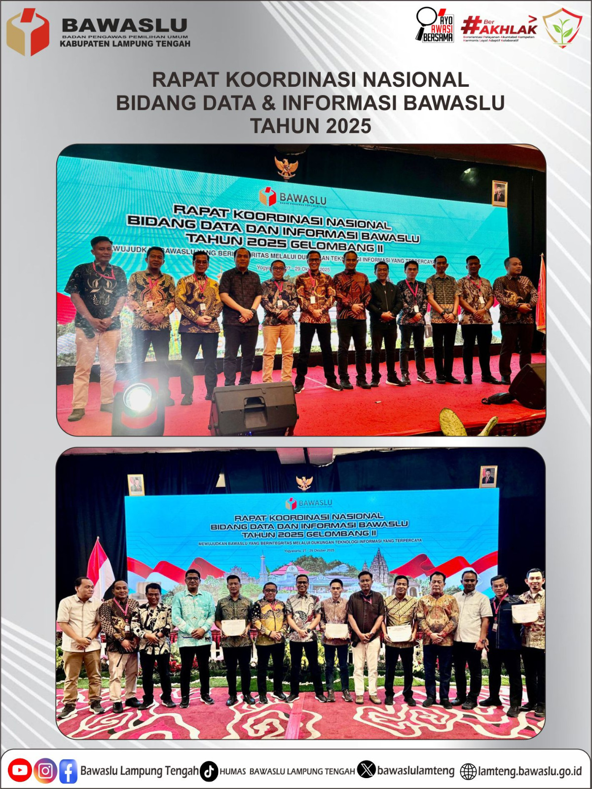 Bawaslu Lampung Tengah Hadiri Rakornas Bidang Data dan Informasi Gelombang II, Wujudkan Pengawasan Berintegritas Melalui Teknologi Informasi yang Terpercaya