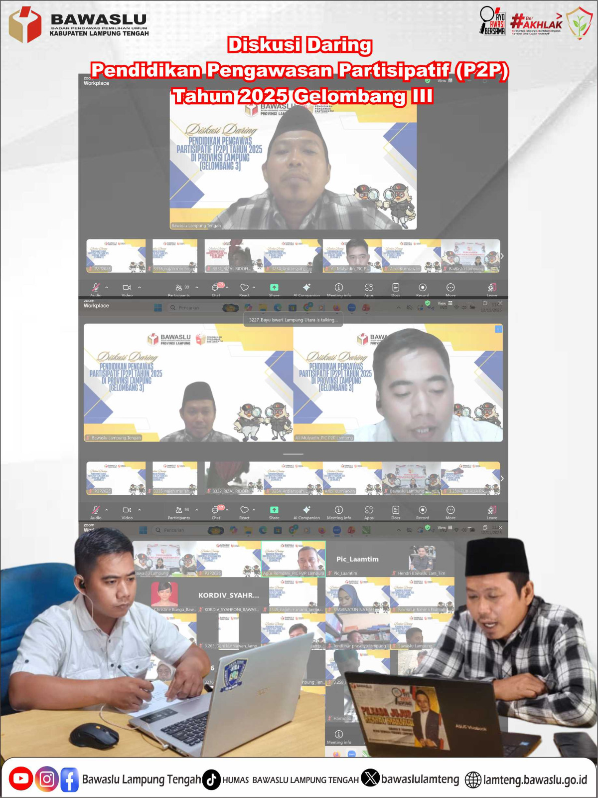 Bawaslu Lampung Tengah Jadi Narasumber dalam Diskusi Daring Pendidikan Pengawas Partisipatif Gelombang III Tahun 2025