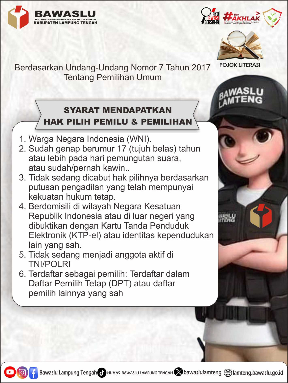SYARAT MENGGUNAKAN HAK PILIH DALAM PEMILU: MEMAHAMI KETENTUAN UNDANG-UNDANG NOMOR 7 TAHUN 2017