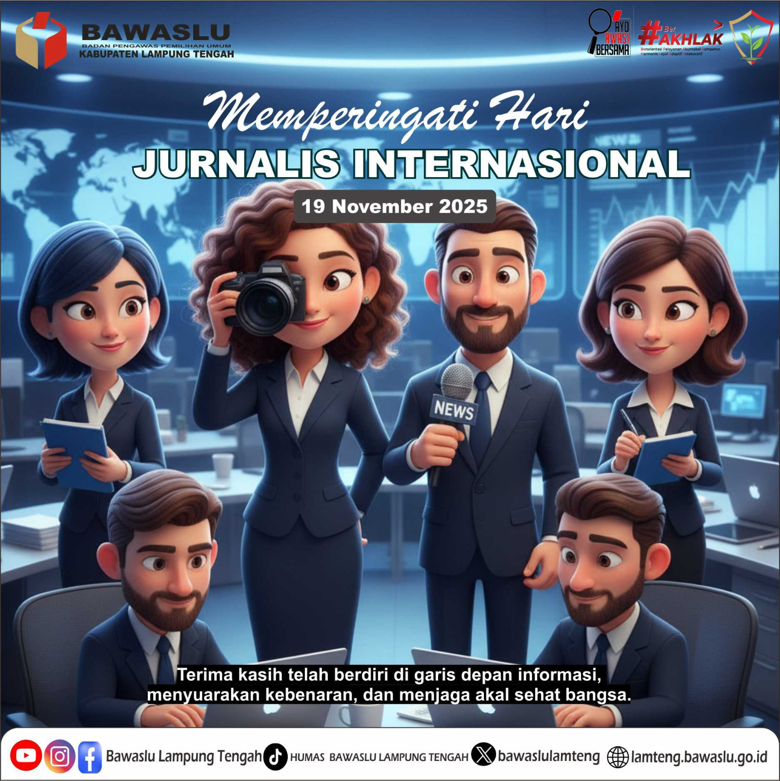 Bawaslu Lampung Tengah Ucapkan Selamat Hari Jurnalis Internasional, Apresiasi Peran Pers dalam Menjaga Demokrasi