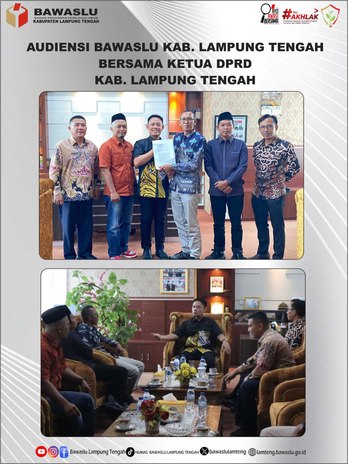 Bawaslu Lampung Tengah Laksanakan Audiensi Bersama DPRD untuk Perkuat Dukungan dan Kolaborasi Pengawasan