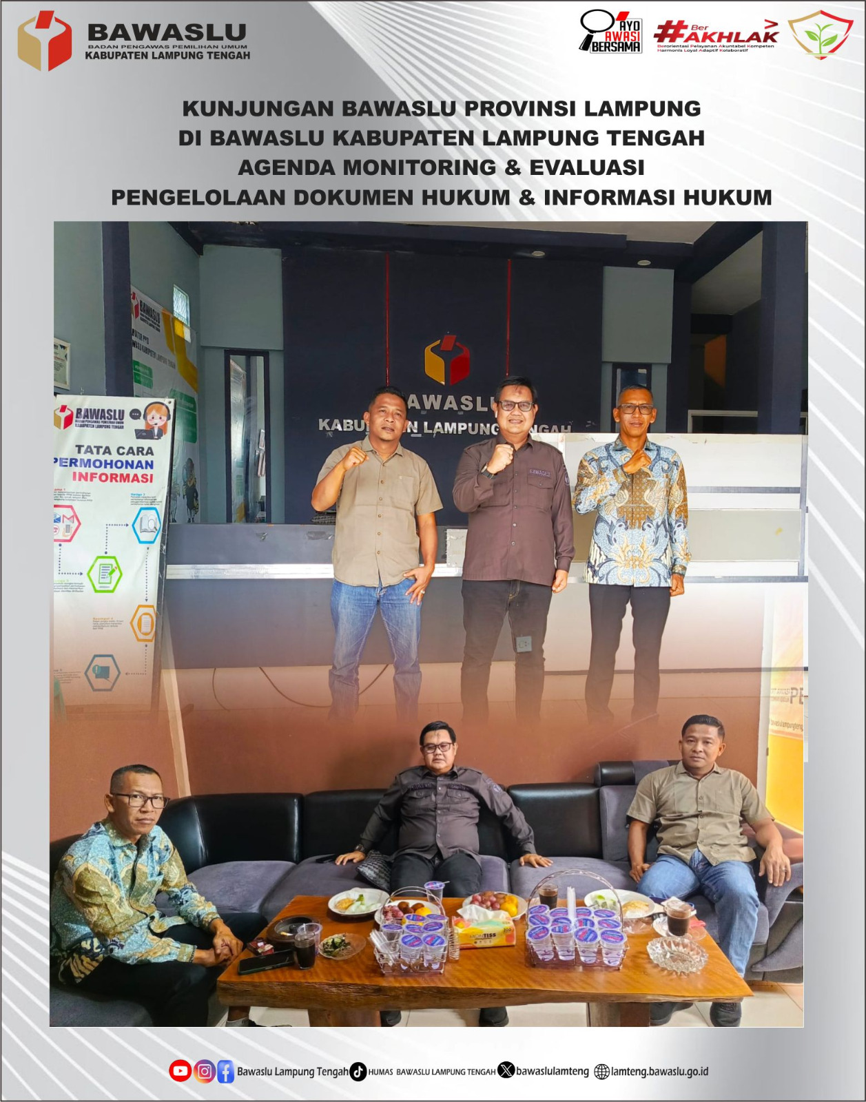 BAWASLU LAMPUNG TENGAH TERIMA KUNJUNGAN SUPERVISI TERKAIT PENATAAN DAN PENGELOLAAN DOKUMEN HUKUM