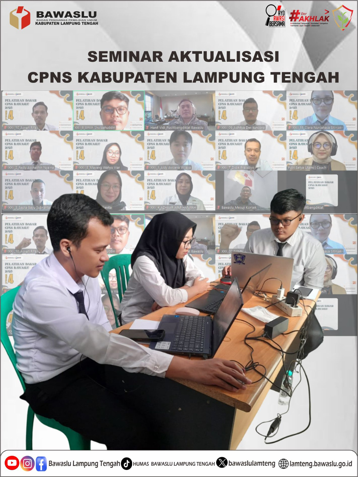 CPNS BAWASLU LAMPUNG TENGAH IKUTI SEMINAR AKTUALISASI LATSAR SECARA VIRTUAL