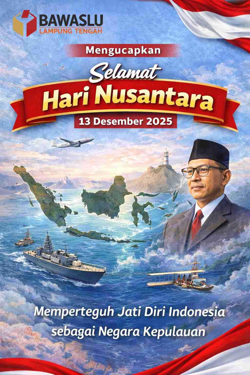 Bawaslu Lampung Tengah Ucapkan Selamat Hari Nusantara, Teguhkan Jati Diri Indonesia sebagai Negara Kepulauan