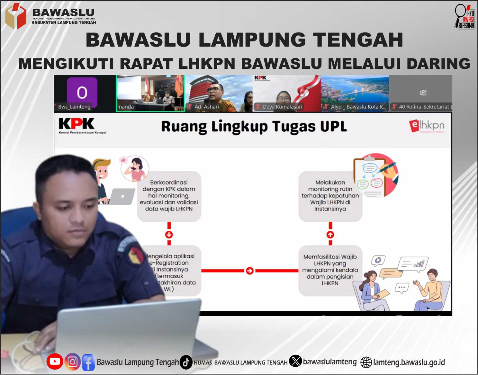 BAWASLU LAMPUNG TENGAH IKUTI RAPAT LHKPN SECARA DARING, TEGASKAN KOMITMEN TRANSPARANSI DAN INTEGRITAS PENYELENGGARA PEMILU