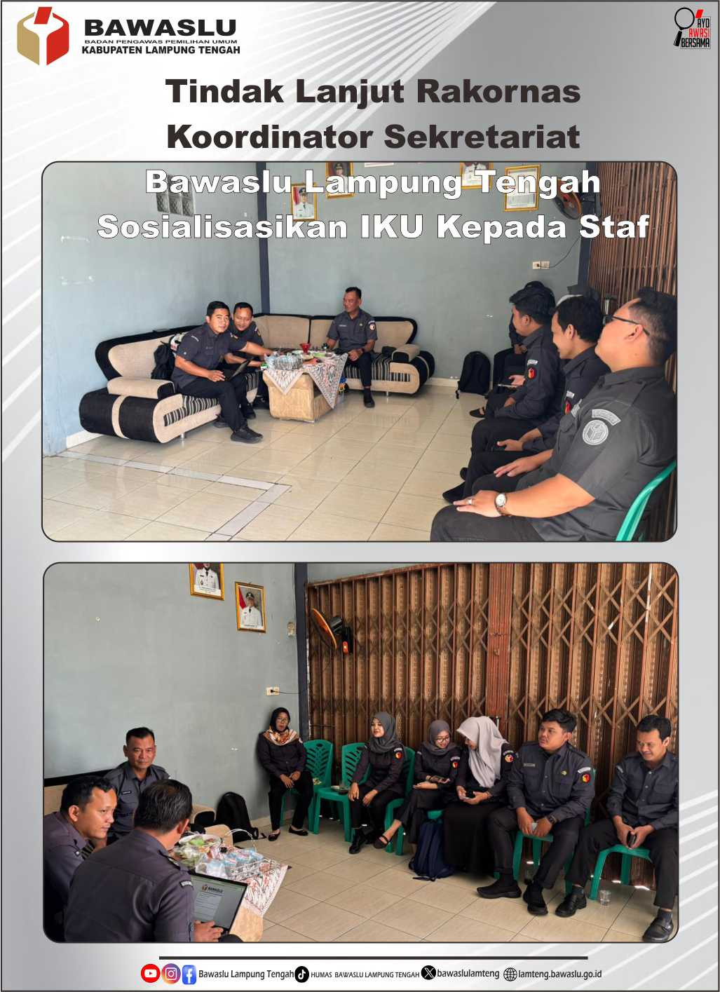 Koordinator Sekretariat Bawaslu Lampung Tengah Sosialisasikan IKU Pengawas Pemilu kepada Jajaran Sekretariat