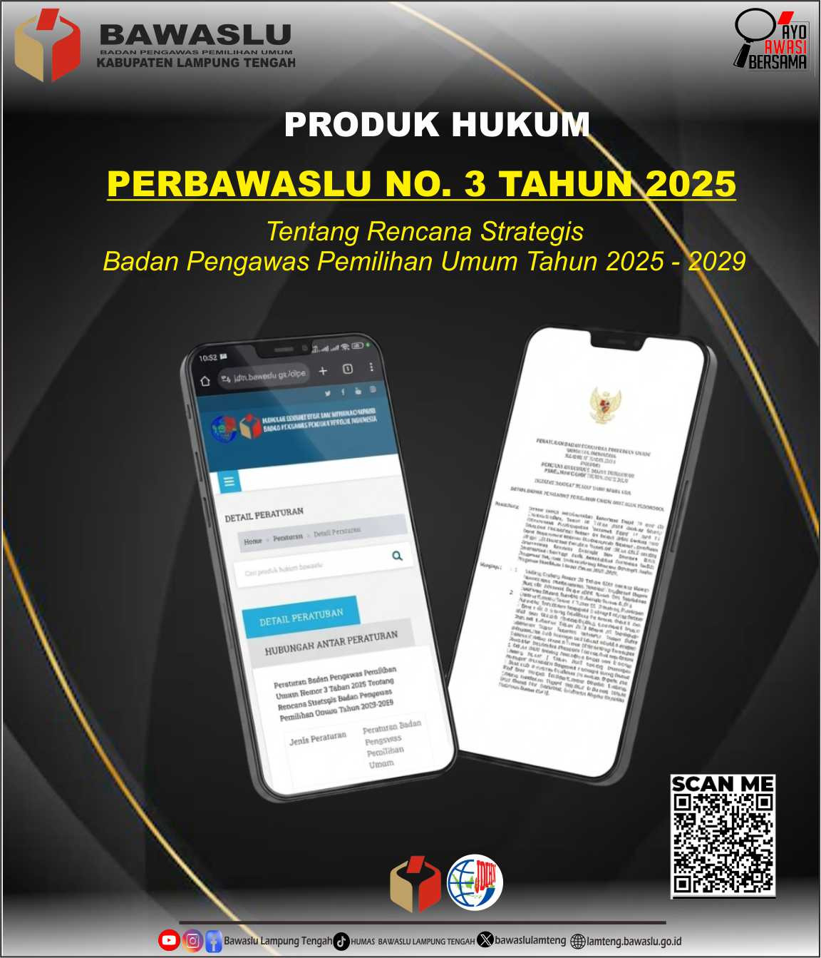 Bawaslu RI Terbitkan Perbawaslu Nomor 3 Tahun 2025 tentang Rencana Strategis 2025–2029, Bawaslu Lampung Tengah Turut Sosialisasikan