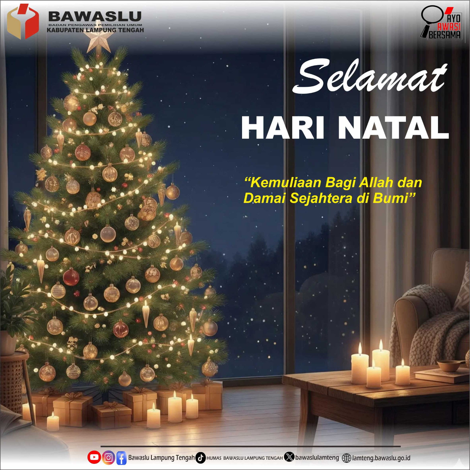 Bawaslu Lampung Tengah Sampaikan Ucapan Natal 2025, Wujudkan Damai Sejahtera dalam Kehidupan Demokrasi
