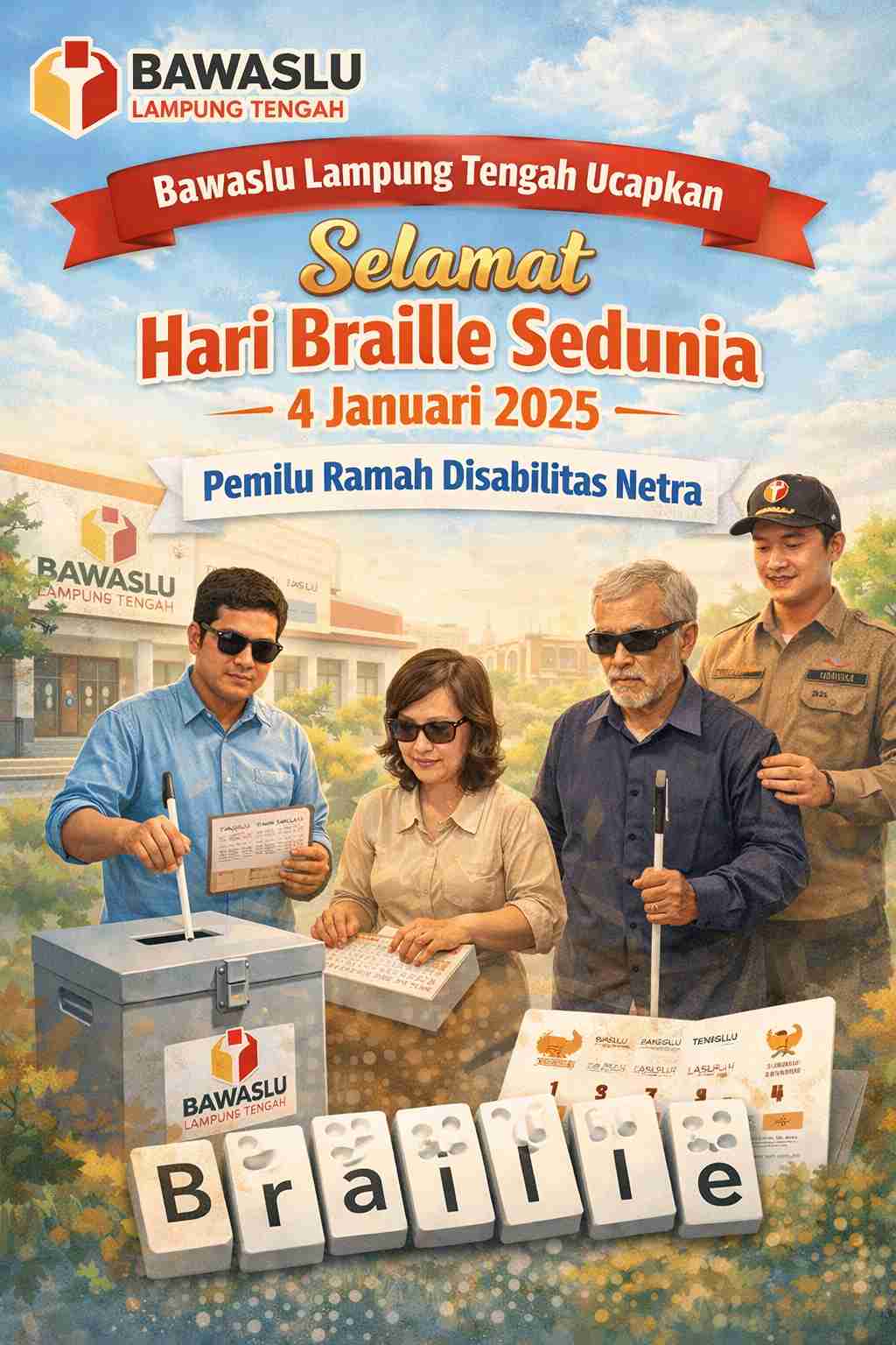 Bawaslu Lampung Tengah Ucapkan Selamat Hari Braille Sedunia 4 Januari 2025