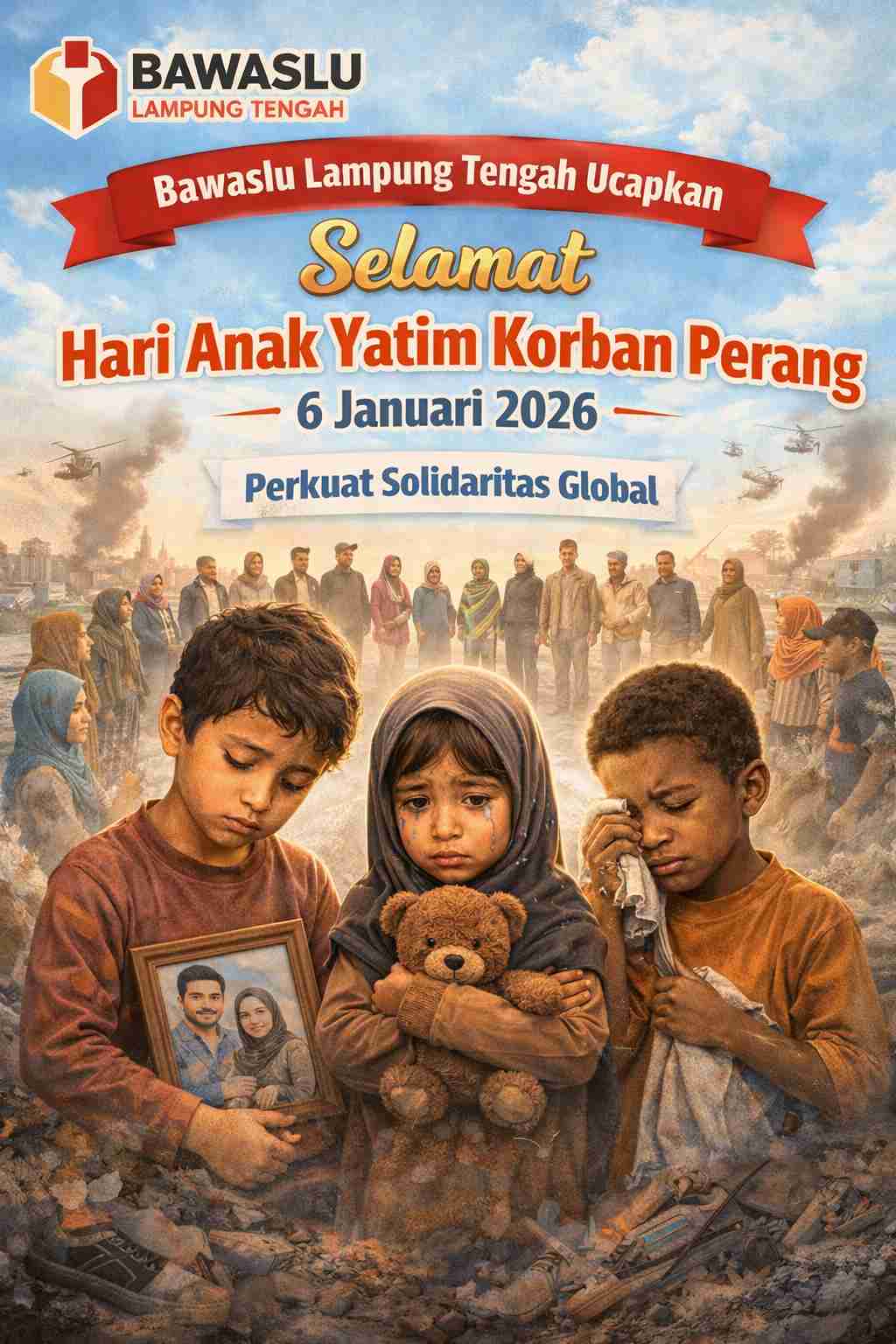 Bawaslu Lampung Tengah Ucapkan Selamat Hari Anak Yatim Korban Perang, Ajak Perkuat Solidaritas Global