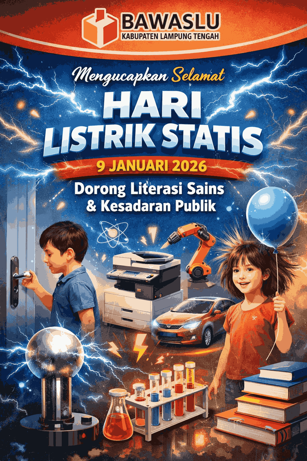 Bawaslu Kabupaten Lampung Tengah Ucapkan Selamat Hari Listrik Statis 9 Januari 2026, Dorong Literasi Sains dan Kesadaran Publik