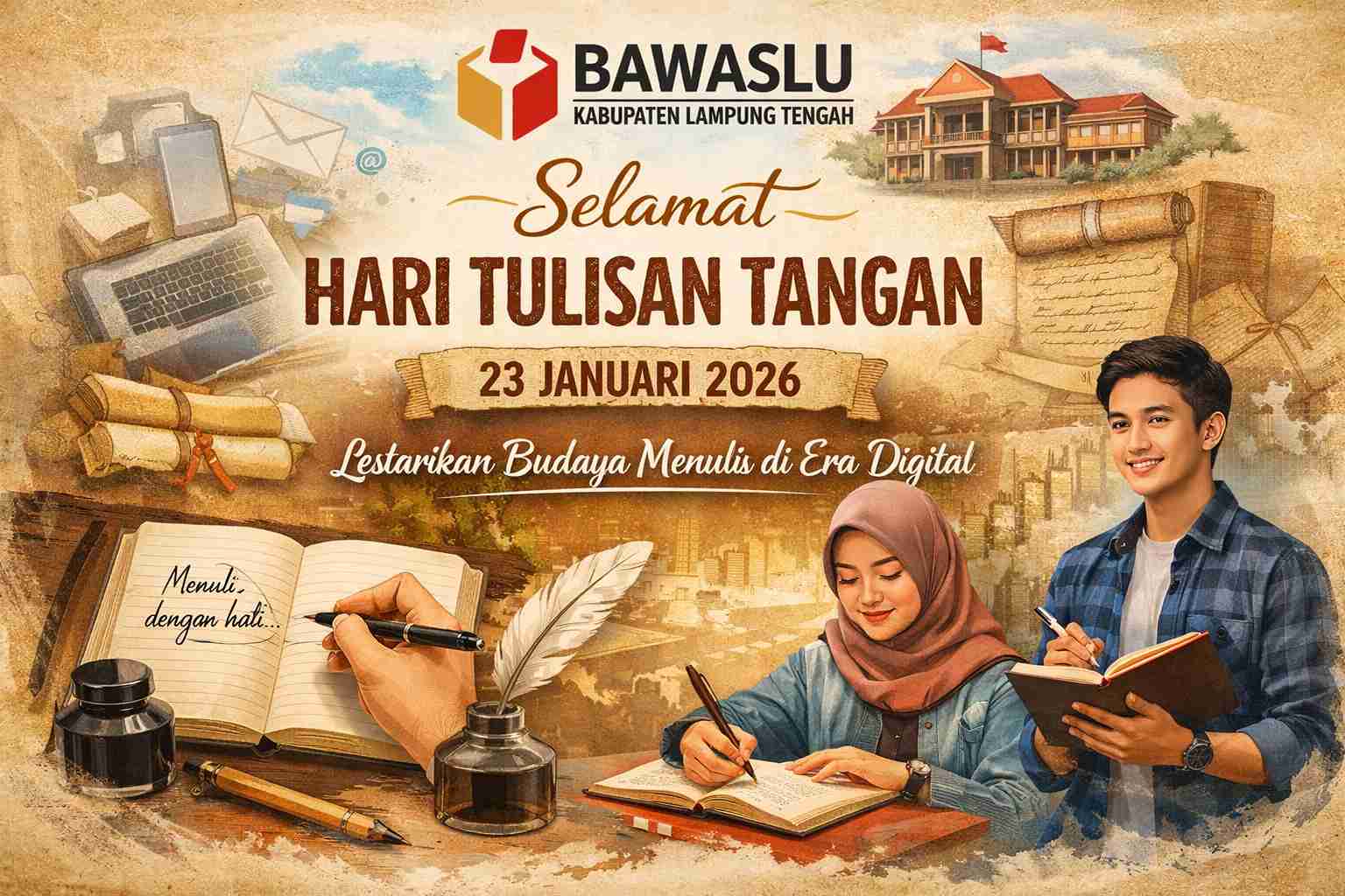 Bawaslu Kabupaten Lampung Tengah Ucapkan Selamat Hari Tulisan Tangan 23 Januari 2026, Ajak Masyarakat Lestarikan Budaya Menulis di Era Digital