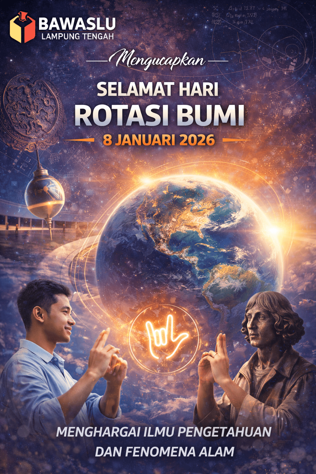 Bawaslu Lampung Tengah Ucapkan Selamat Hari Rotasi Bumi 8 Januari 2026, Ajak Masyarakat Menghargai Ilmu Pengetahuan dan Fenomena Alam
