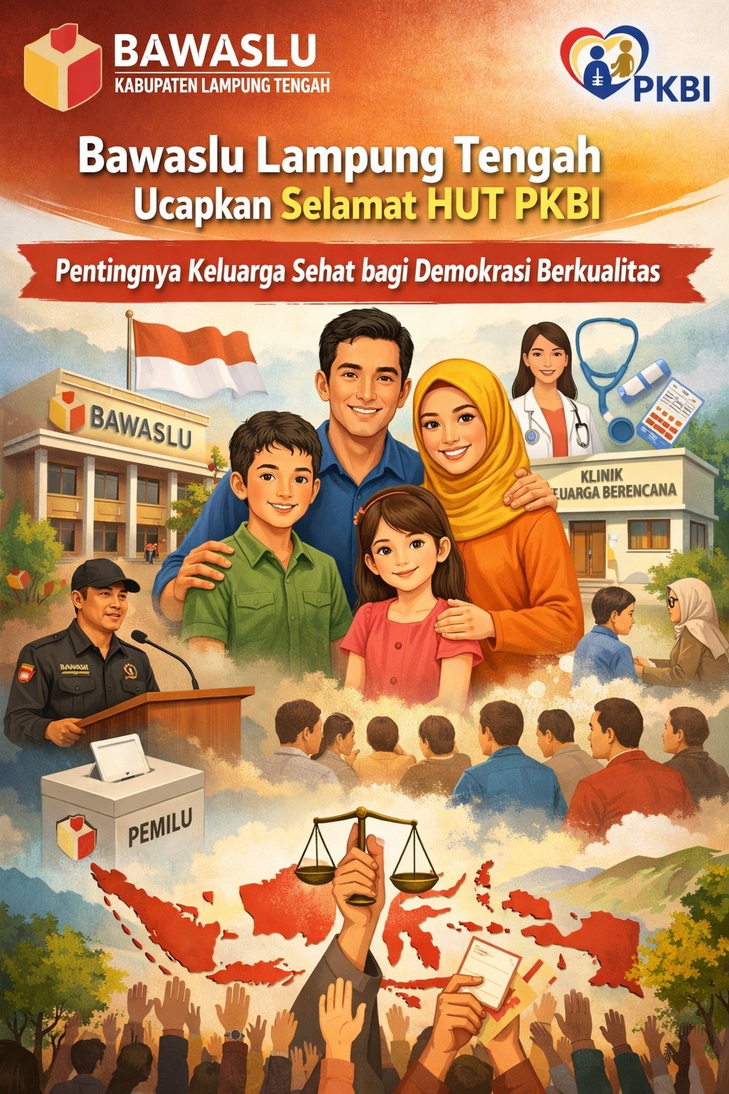 Bawaslu Lampung Tengah Ucapkan Selamat HUT PKBI, Tegaskan Peran Strategis Masyarakat Sipil Bangun Keluarga Berkualitas
