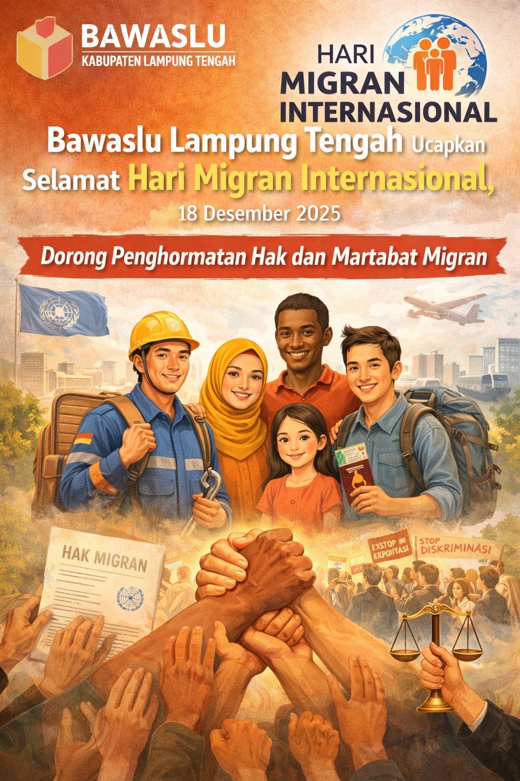 Bawaslu Lampung Tengah Ucapkan Selamat Hari Migran Internasional, Dorong Penghormatan Hak dan Martabat Migran