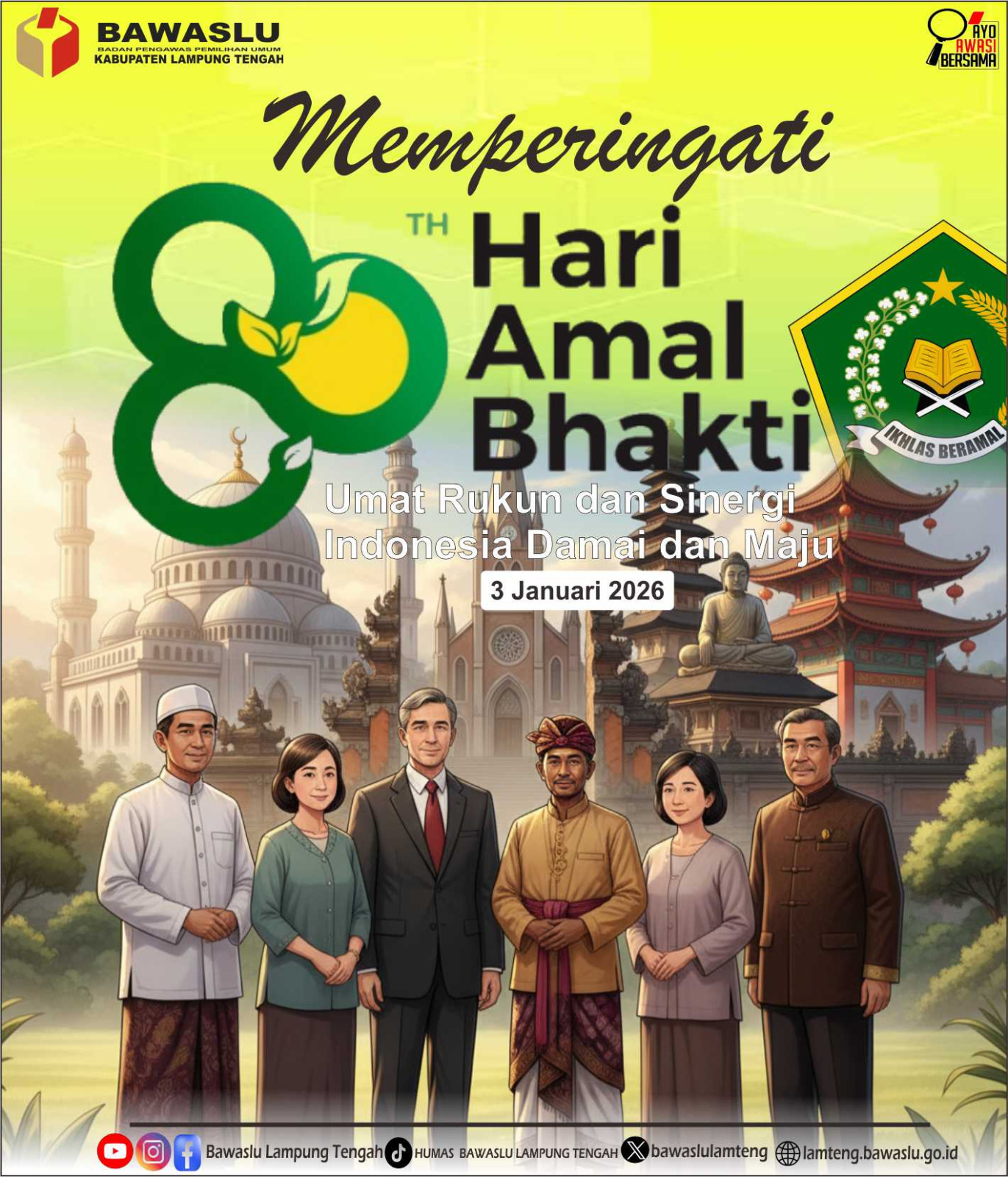 Bawaslu Lampung Tengah Ucapkan Selamat Hari Amal Bakti 2025, Teguhkan Semangat Umat Rukun dan Indonesia Maju