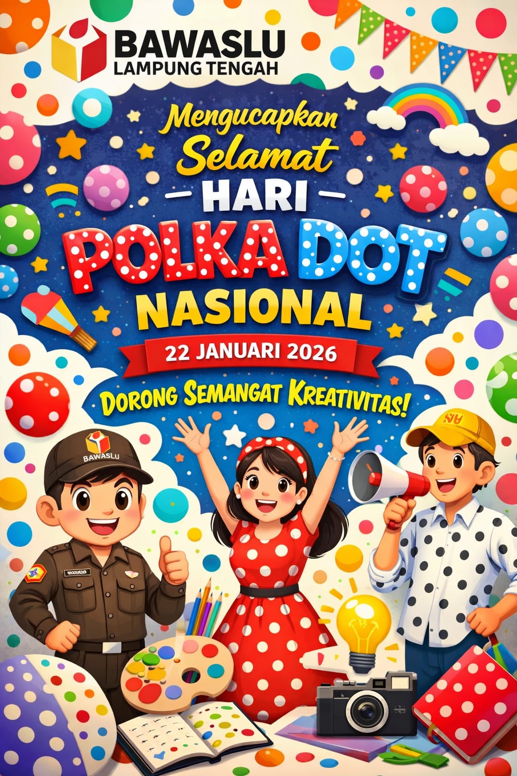 Bawaslu Lampung Tengah Ucapkan Selamat Hari Polka Dot Nasional, 22 Januari 2026