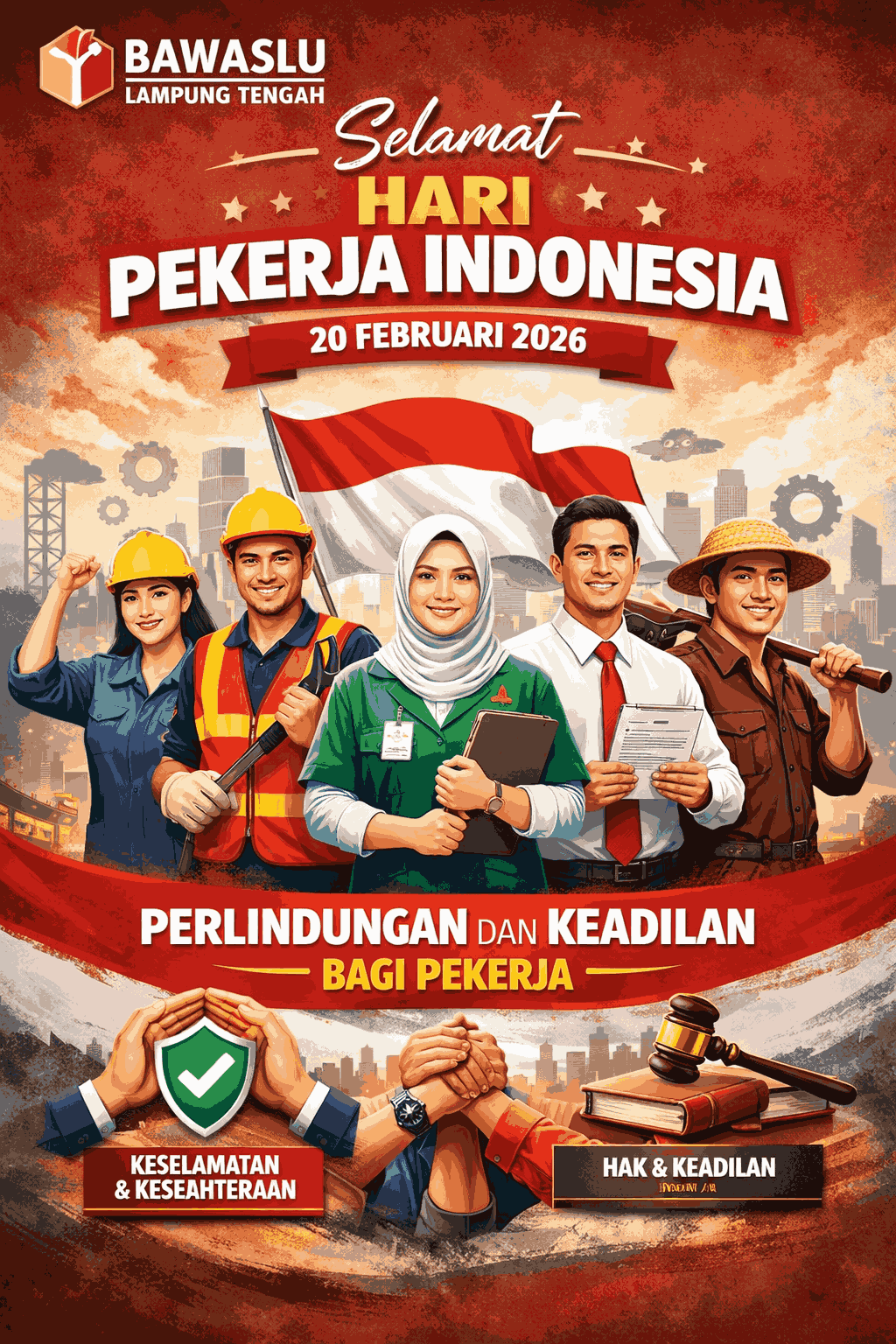 Bawaslu Lampung Tengah Ucapkan Selamat Hari Pekerja Indonesia, Tegaskan Pentingnya Perlindungan dan Keadilan bagi Pekerja