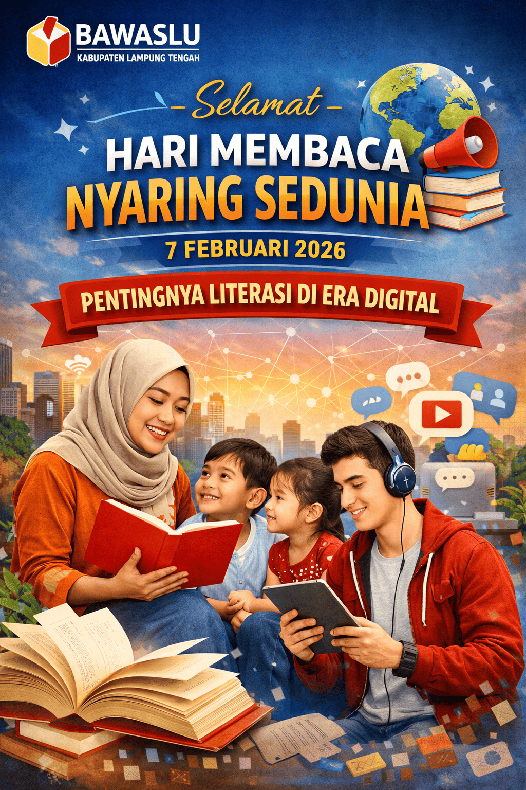 Bawaslu Lampung Tengah Ucapkan Selamat Hari Membaca Nyaring Sedunia, Serukan Pentingnya Literasi di Era Digital