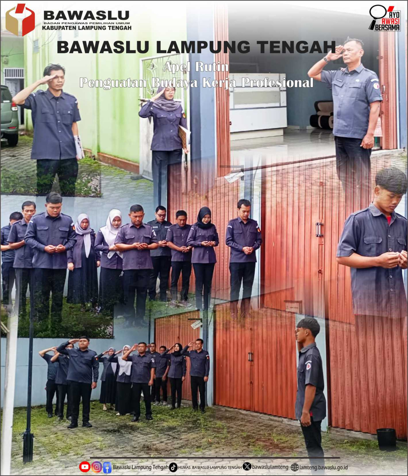 Bawaslu Lampung Tengah Laksanakan Apel Rutin, Tekankan Kedisiplinan Meski Cuaca Gerimis