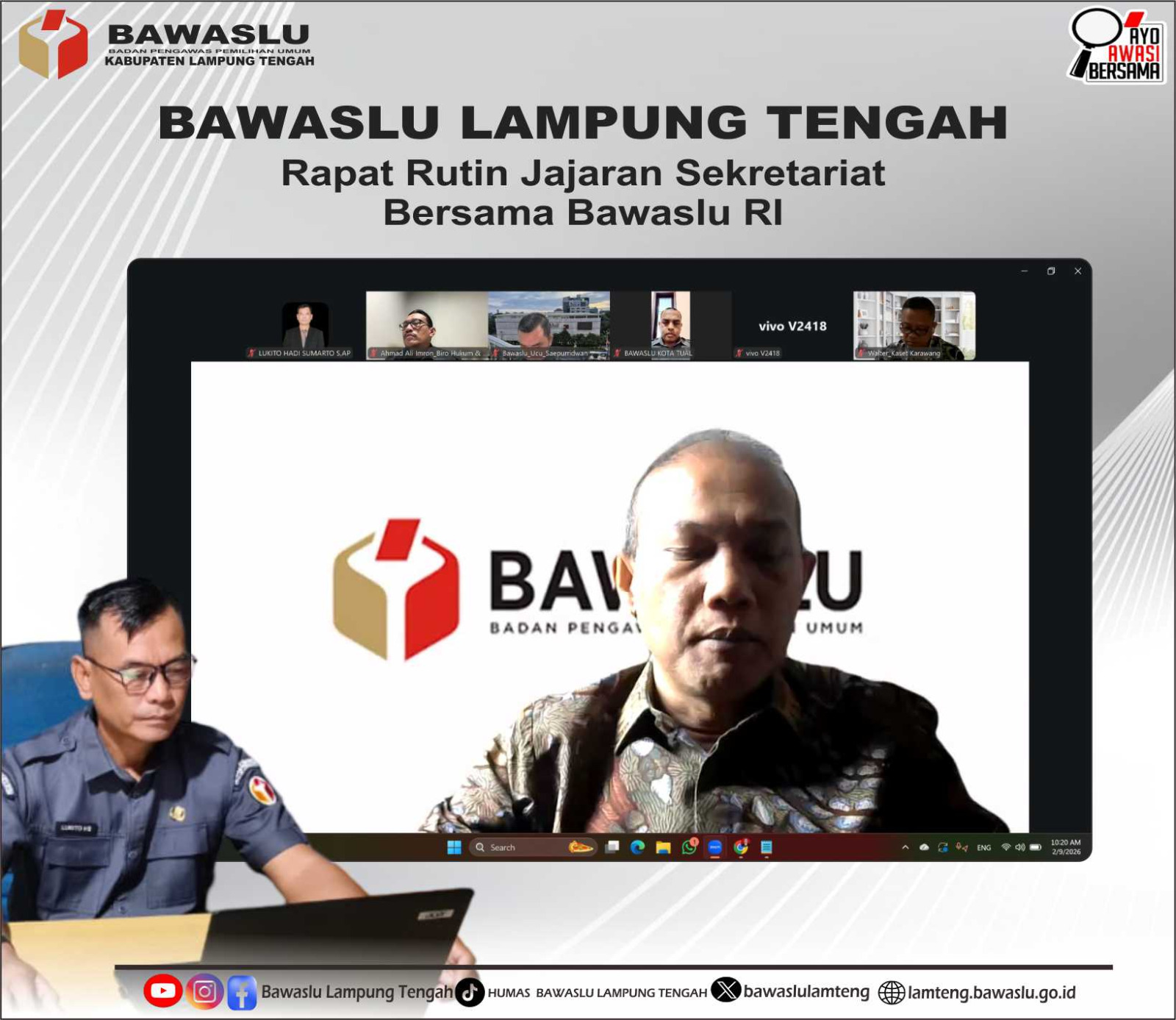 Koordinator Sekretariat Bawaslu Lampung Tengah Hadiri Rapat Rutin, Perkuat Koordinasi dan Klarifikasi Isu Administratif