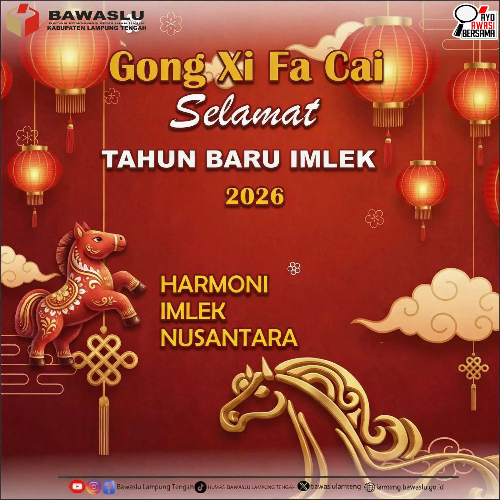 Badan Pengawas Pemilihan Umum Kabupaten Lampung Tengah Ucapkan Selamat Imlek 2026, Gaungkan Harmoni Imlek Nusantara dan Semangat Kebhinekaan