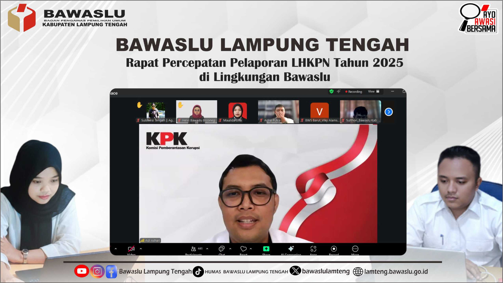 Bawaslu Lampung Tengah Siap Tuntaskan LHKPN 2025, Ikuti Rapat Percepatan Bersama Bawaslu RI