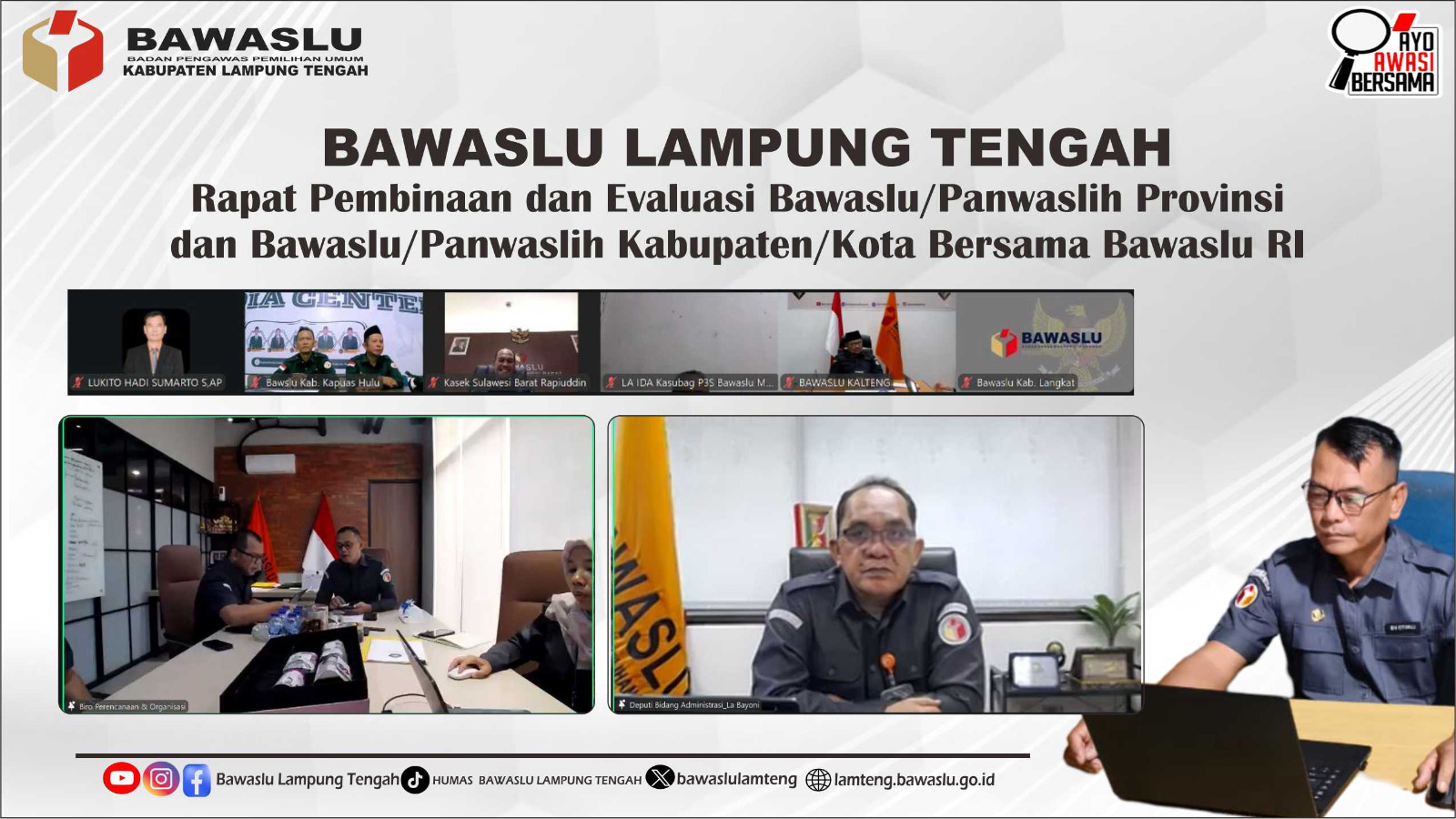 Bawaslu Lampung Tengah Hadiri Rapat Pembinaan dan Evaluasi, Perkuat Kinerja Kesekretariatan dan Integritas Lembaga