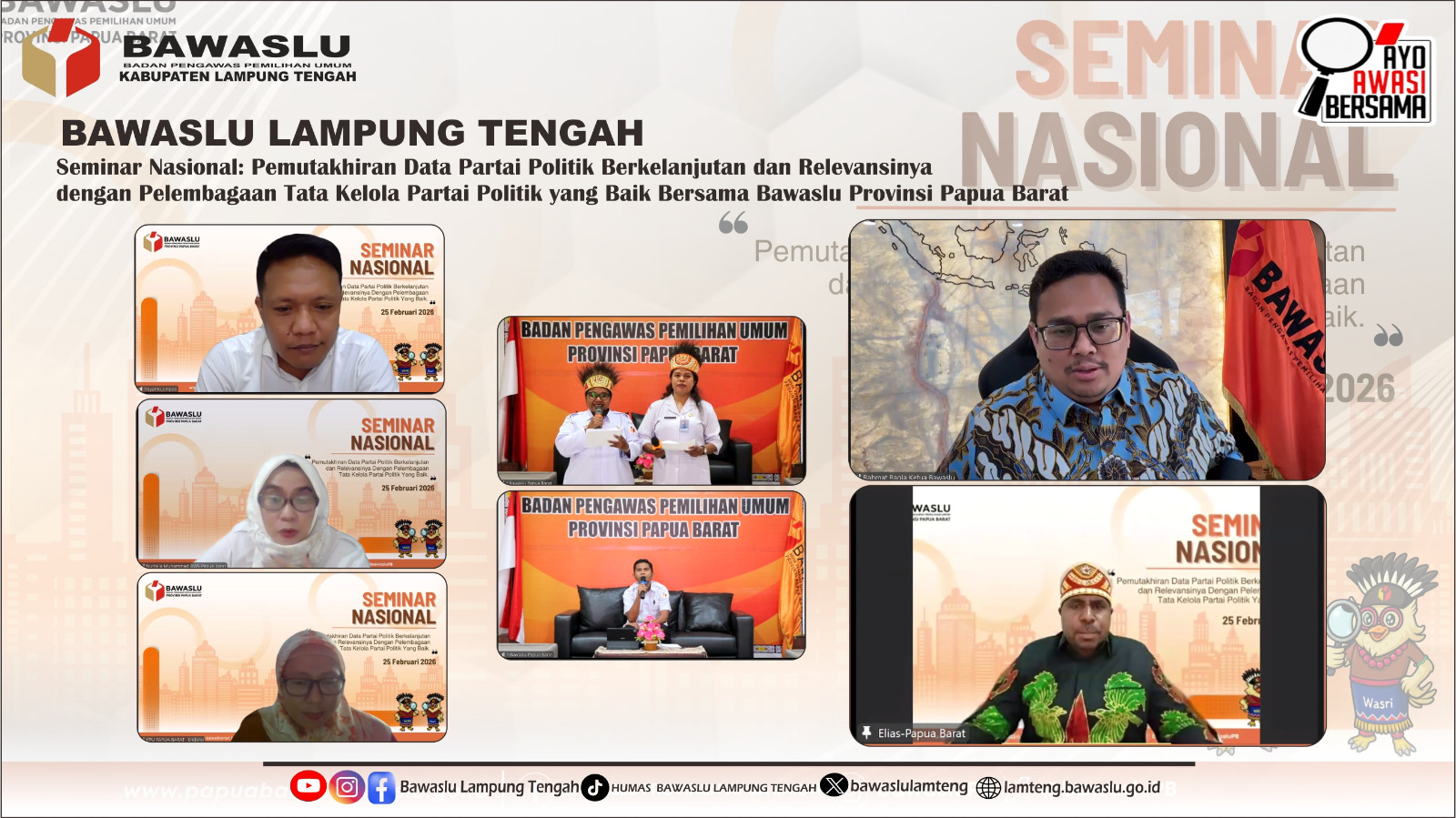 Bawaslu Lampung Tengah Ikuti Seminar Nasional Penguatan Pemutakhiran Data Partai Politik Berkelanjutan