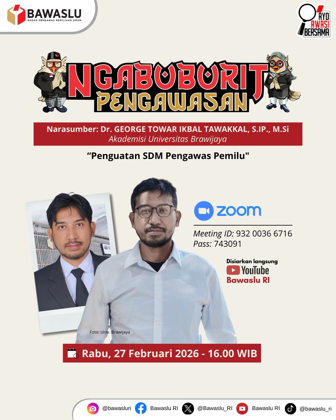 Bawaslu Kabupaten Lampung Tengah Ikuti Ngabuburit Pengawasan 2026 Edisi ke-4, Teguhkan Penguatan SDM Pengawas Pemilu
