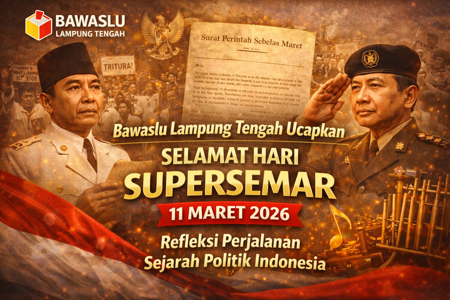 Bawaslu Lampung Tengah Ucapkan Selamat Hari Supersemar, Refleksi Perjalanan Sejarah Politik Indonesia
