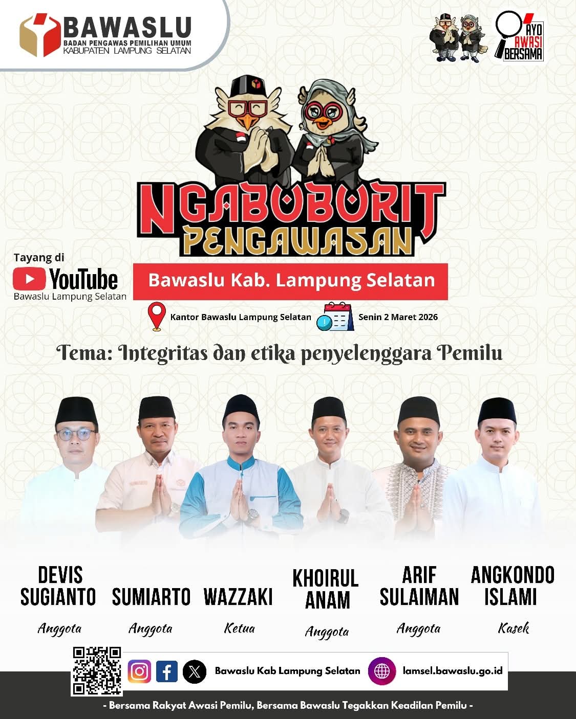 Bawaslu Lampung Tengah Ikuti Ngabuburit Pengawasan Bersama Bawaslu Lampung Selatan, Teguhkan Integritas dan Etika Penyelenggara Pemilu