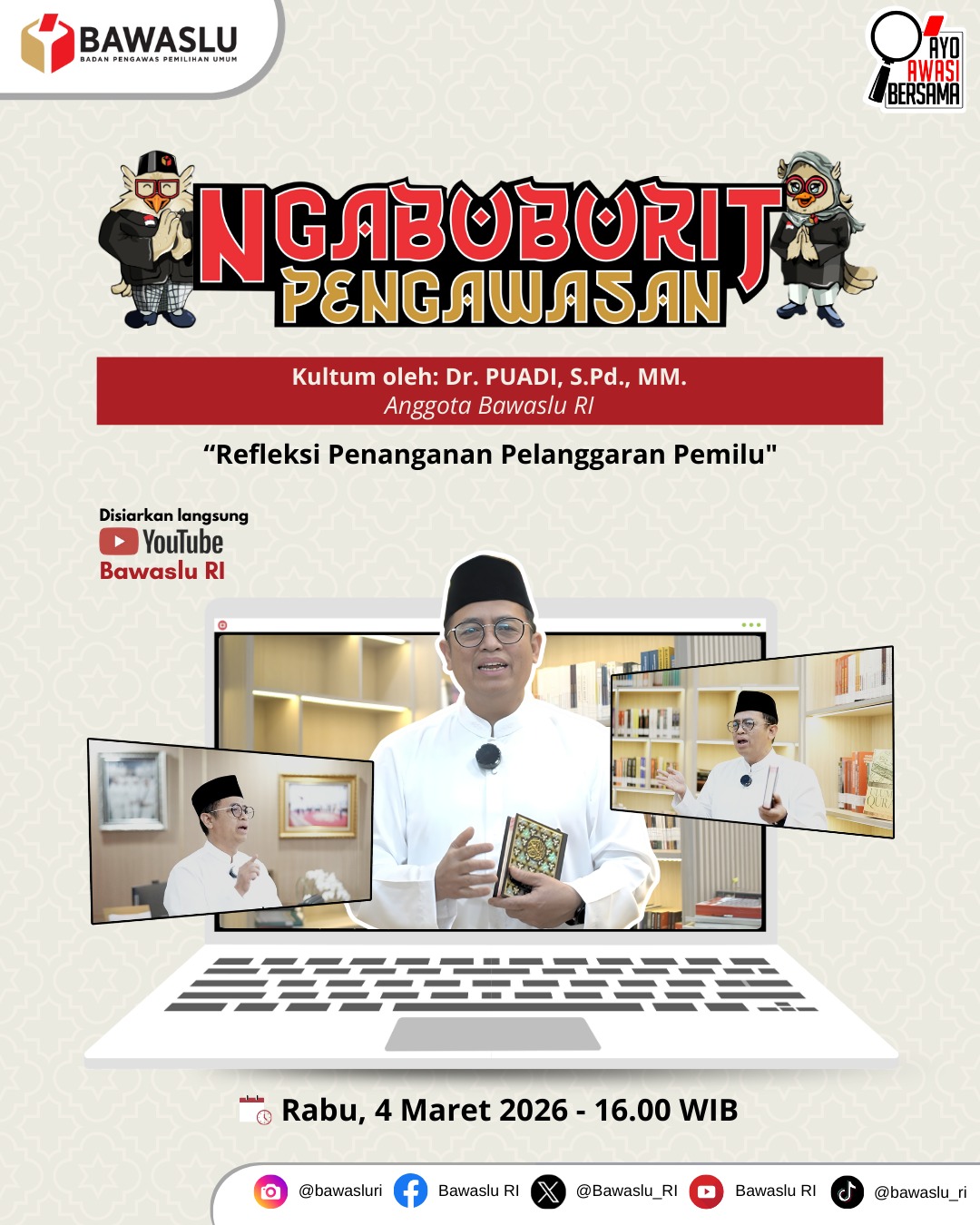Bawaslu Lampung Tengah Ikuti Ngabuburit Pengawasan 2026 Edisi ke-7, Puadi Ajak Refleksi Penanganan Pelanggaran Pemilu