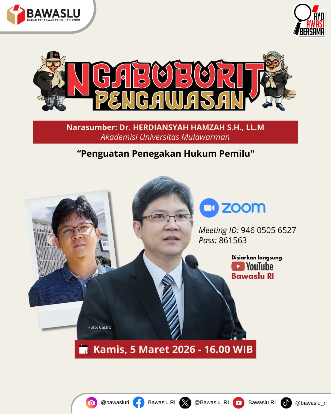 Bawaslu Lampung Tengah Ikuti Ngabuburit Pengawasan 2026 Edisi ke-8, Tegaskan Komitmen Penguatan Penegakan Hukum Pemilu