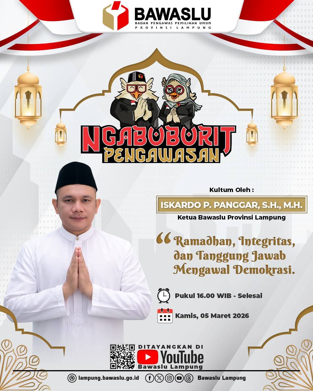 Ngabuburit Pengawasan 5 Maret 2026, Bawaslu Lampung Tengah Teguhkan Integritas Bersama Ketua Bawaslu Provinsi Lampung