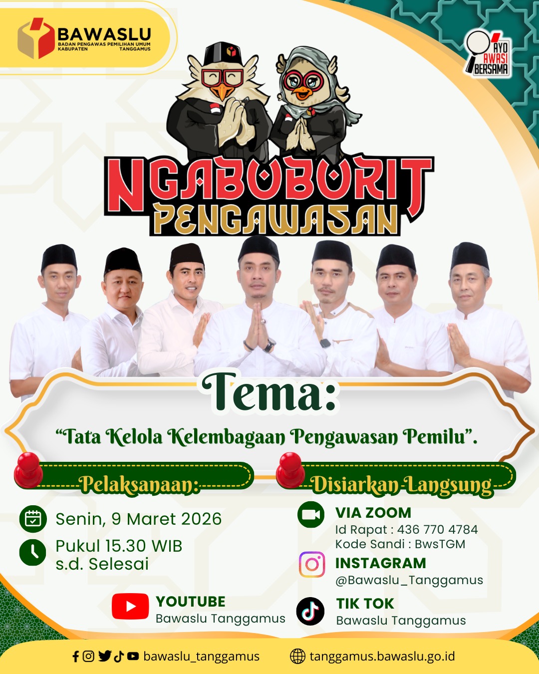 Bawaslu Lampung Tengah Ikuti Ngabuburit Pengawasan Bawaslu Tanggamus, Bahas Tata Kelola Kelembagaan Pengawasan Pemilu