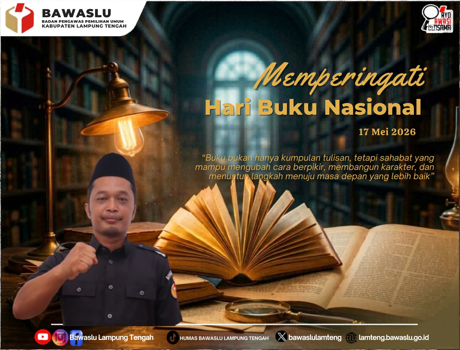 Koordinator Divisi Hukum dan Penyelesaian Sengketa Bawaslu Lampung Tengah Ajak Masyarakat Tingkatkan Budaya Membaca