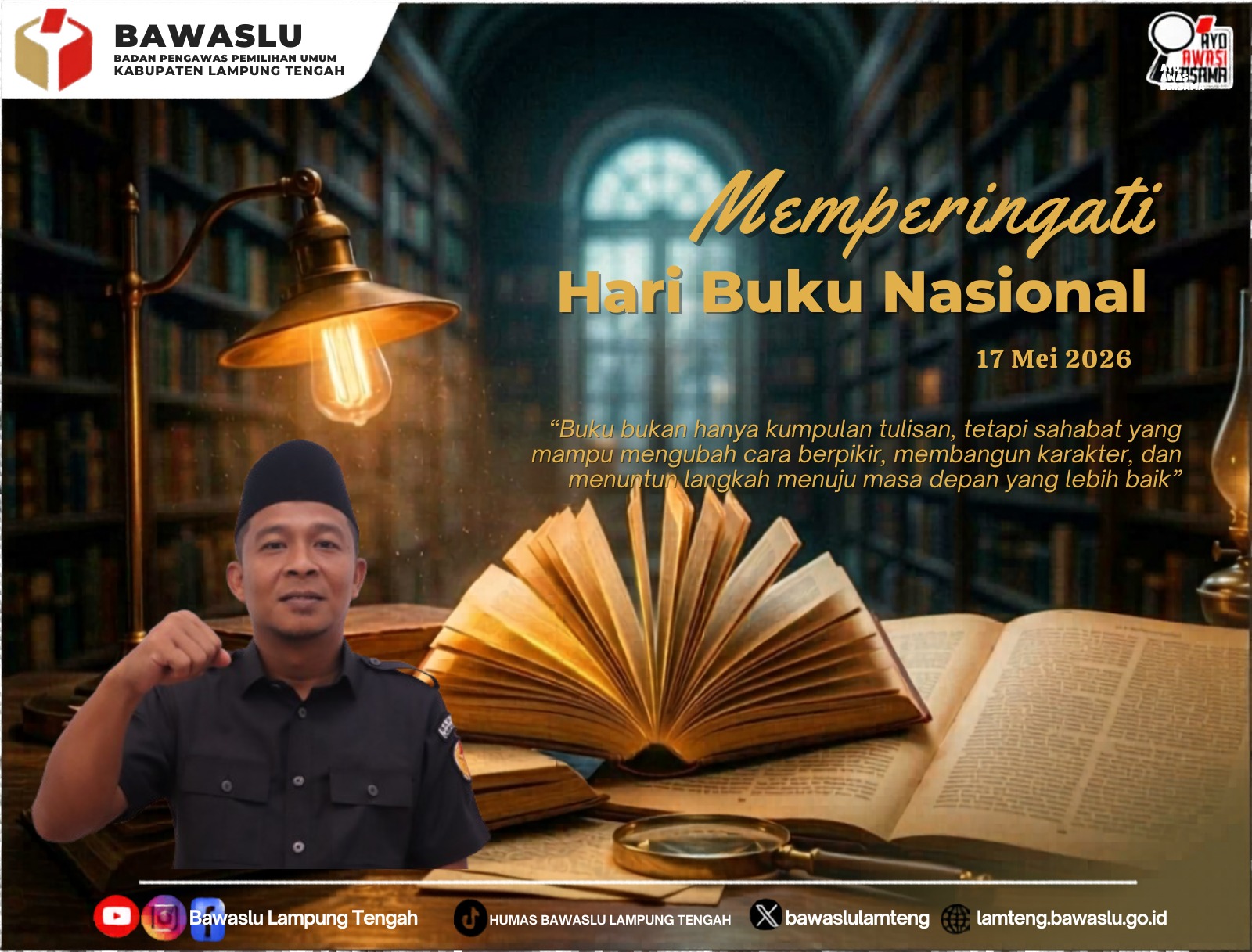 BAWASLU LAMPUNG TENGAH AJAK MASYARAKAT JADIKAN MEMBACA SEBAGAI GAYA HIDUP