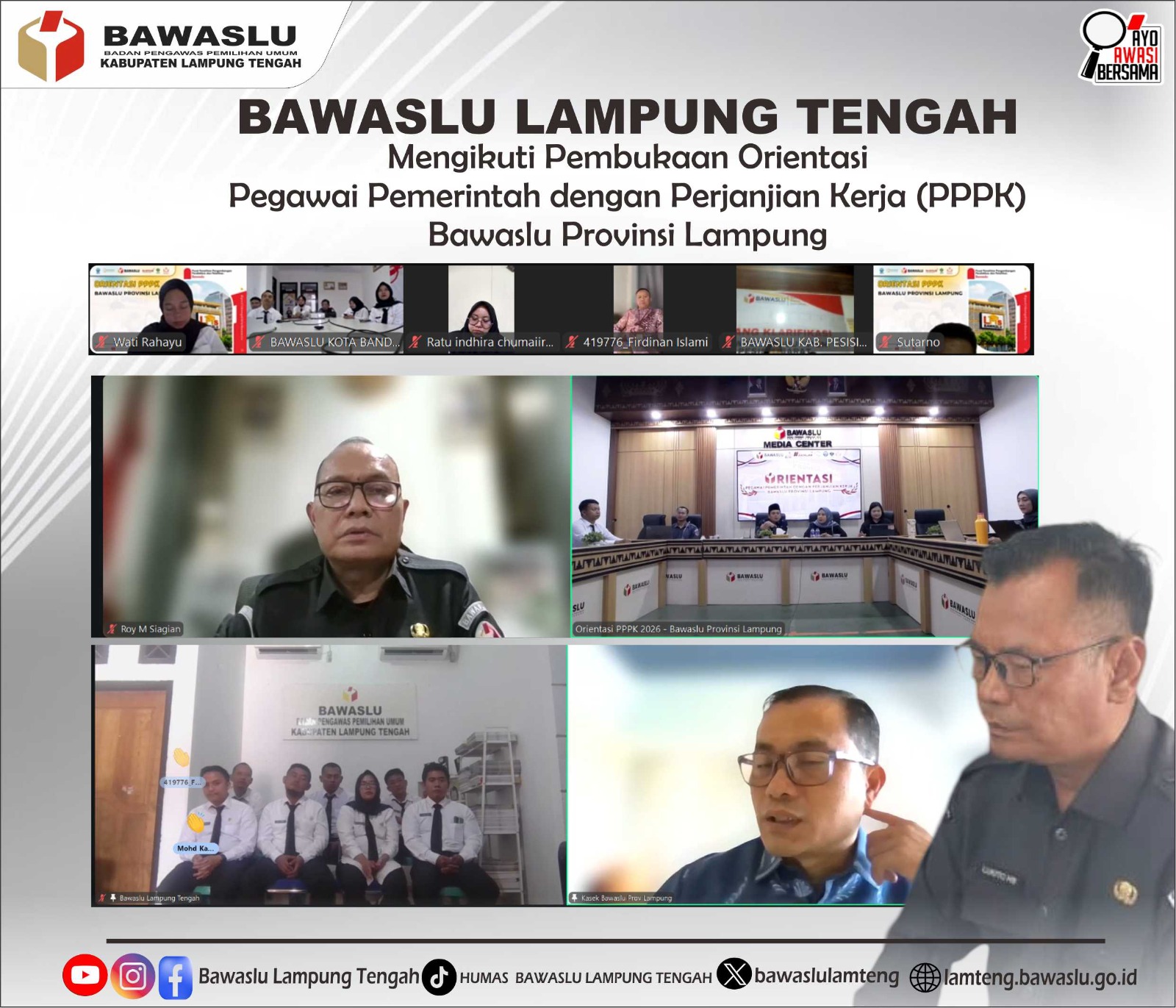 Koordinator Sekretariat Bawaslu Lampung Tengah Ikuti Pembukaan Orientasi PPPK Bawaslu Provinsi Lampung, Perkuat Integritas dan Profesionalisme Aparatur
