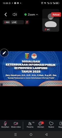 BAWASLU KABUPATEN LAMPUNG TENGAH MENGIKUTI KEGIATAN PELUNCURAN DAN SOSIALISASI E-MONEV KIP TINGKAT PROVINSI LAMPUNG TAHUN 2025