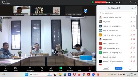 BAWASLU KABUPATEN LAMPUNG TENGAH MENGIKUTI RAPAT PEMBAHASAN TINDAK LANJUT GAKKUMDU AWARD 2025 DAN PENYUSUNAN BUKU PENANGANAN PELANGGARAN PEMILIHAN 2024