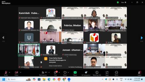 Ketua serta Koordinator Sekretariat Badan Pengawas Pemilihan Umum (Bawaslu) Kabupaten Lampung Tengah mengikuti kegiatan Peluncuran dan Pengenalan Learning Management System (LMS) Bawaslu: Transformasi Pembelajaran Berbasis Teknologi yang diselenggarakan oleh Bawaslu Republik Indonesia