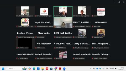 BAWASLU LAMPUNG TENGAH IKUTI RAPAT KOORDINASI PERSIAPAN KEGIATAN P2P DAN EVALUASI PENGAWASAN PDPB