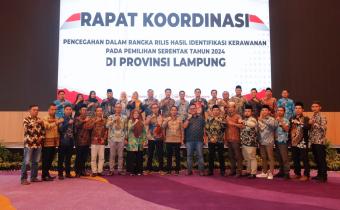 Bawaslu dan Panwascam Kabupaten Lampung Tengah hadiri kegiatan Rapat Koordinasi Pencegahan Dalam Rangka Rilis Hasil Identifikasi Kerawanan Pemilihan Tahun 2024