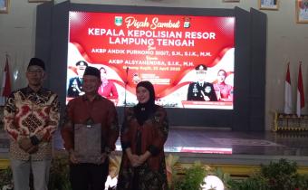 KETUA BAWASLU LAMPUNG TENGAH HADIRI PISAH SAMBUT KAPOLRES DAN KABAG BINKAR RO SDM POLDA LAMPUNG